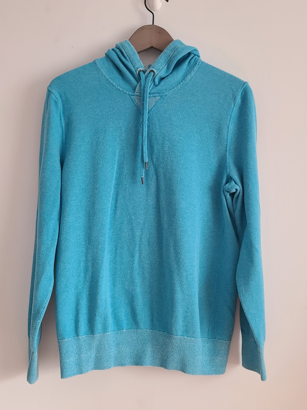 Men's Lightweight Hooded Sweater in Aqua Blue 100% Cotton Size S